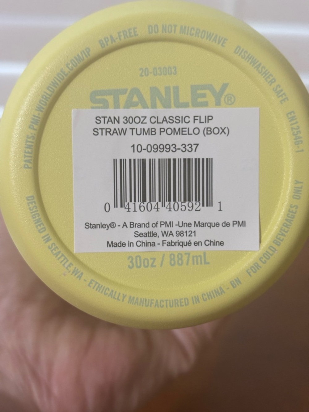 Stanley Flip Straw Tumbler in Yellow with Gray Lid - Picture 6 of 7